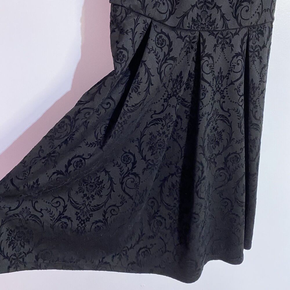 Charming Charlie Dress M Black floral Velvet Burnout Gothic Whimsigoth